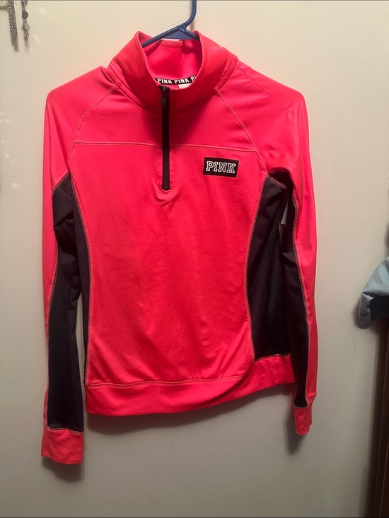 Victoria's Secret Tops - Victoria's Secret PINK Hot Pink Pullover with Black Trim